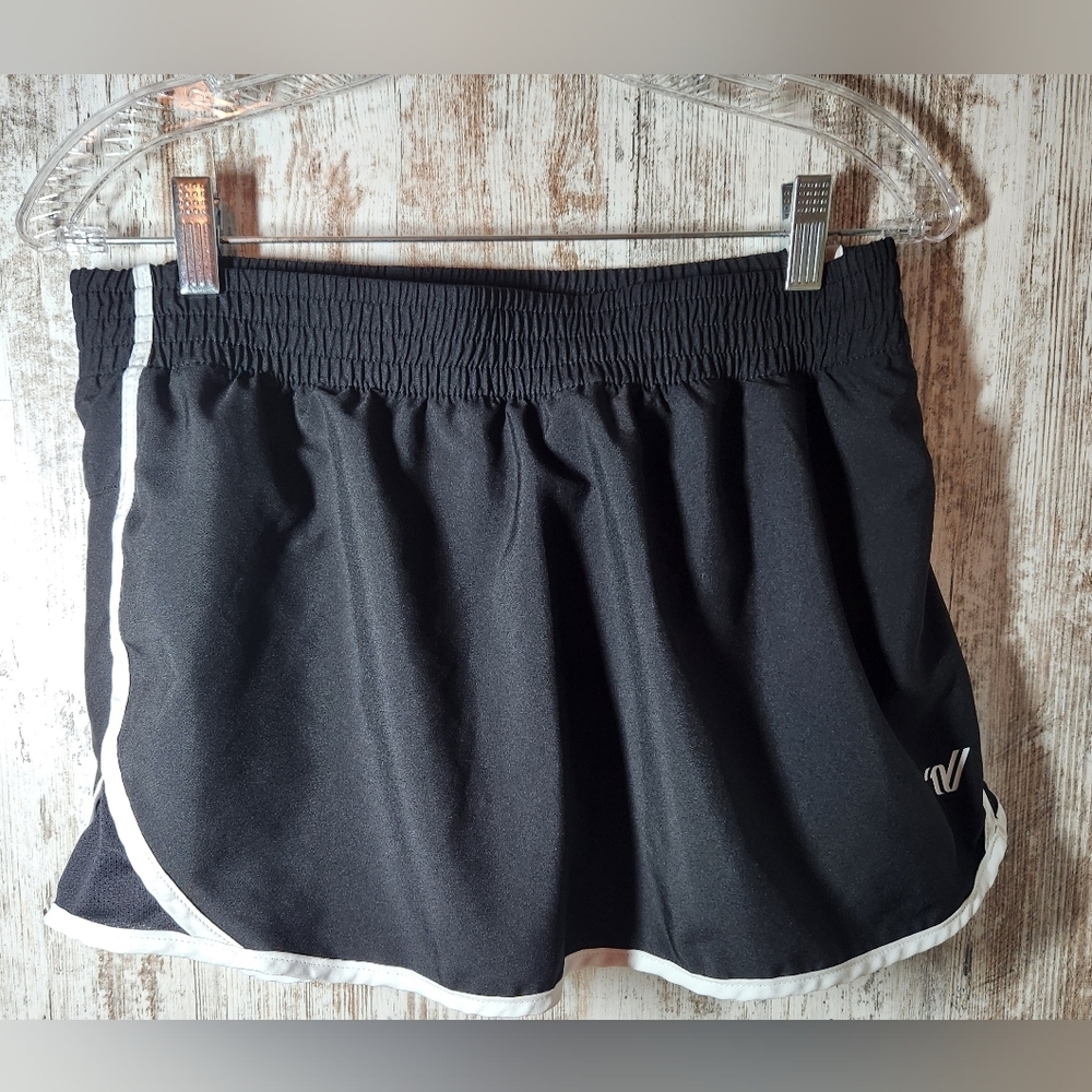 Varsity Spirit Black Athletic Skorts Skirt Shorts with White Accents